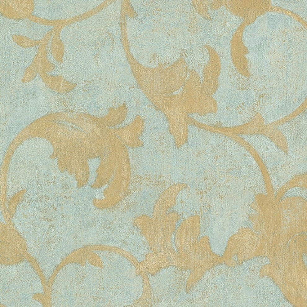 Texture Style 2, Modern Damask Faux Light Blue Wallpaper Roll