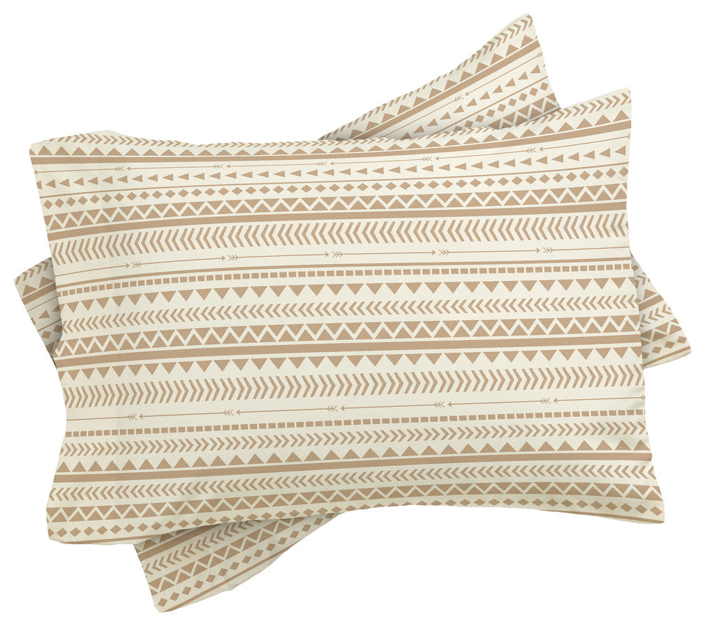 Allyson Johnson Tan Aztec Duvet Cover Set, Queen