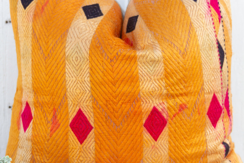 Gulmohar Silk Phulkari Pillow