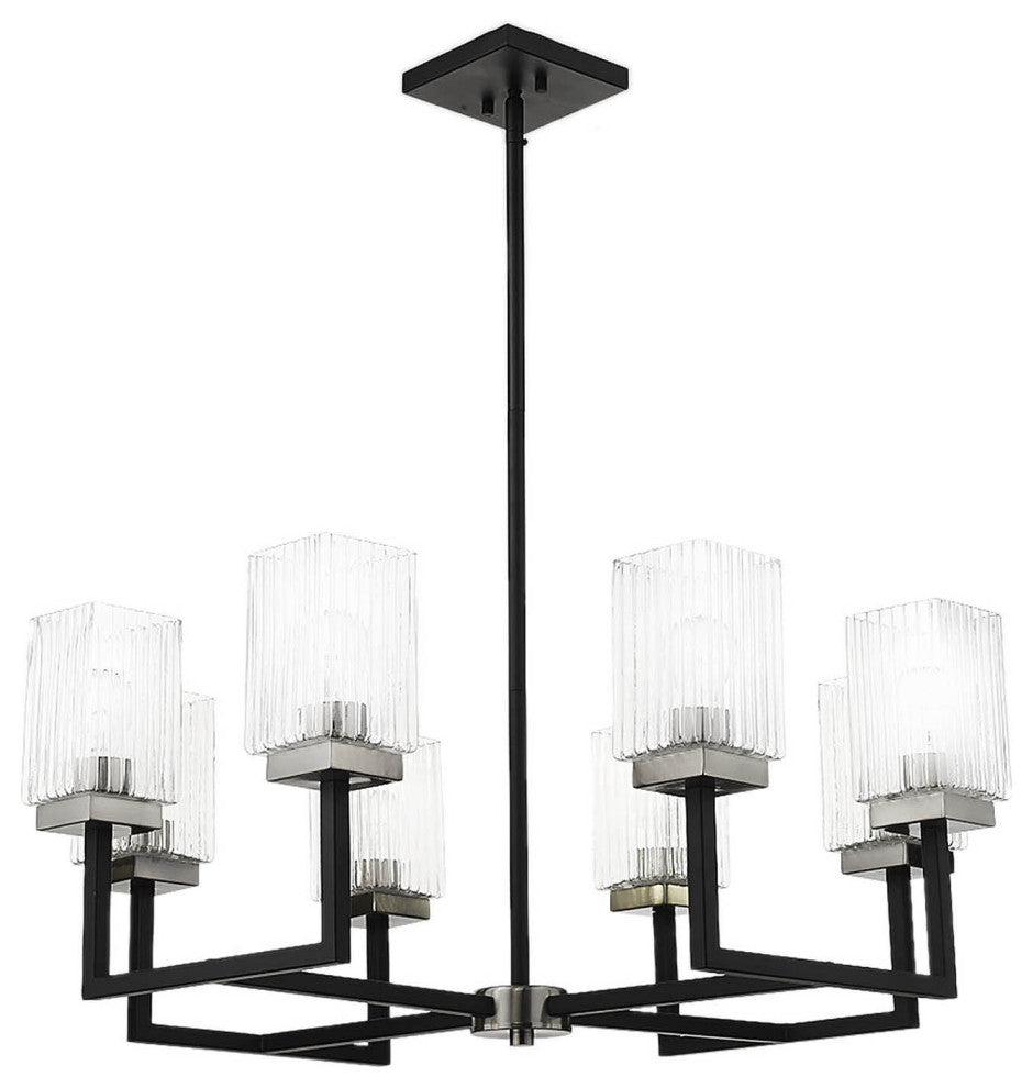 WAREHOUSE OF TIFFANY'S XL4407-8 29 in. 8-Light Matte Black & Brushed Nickel