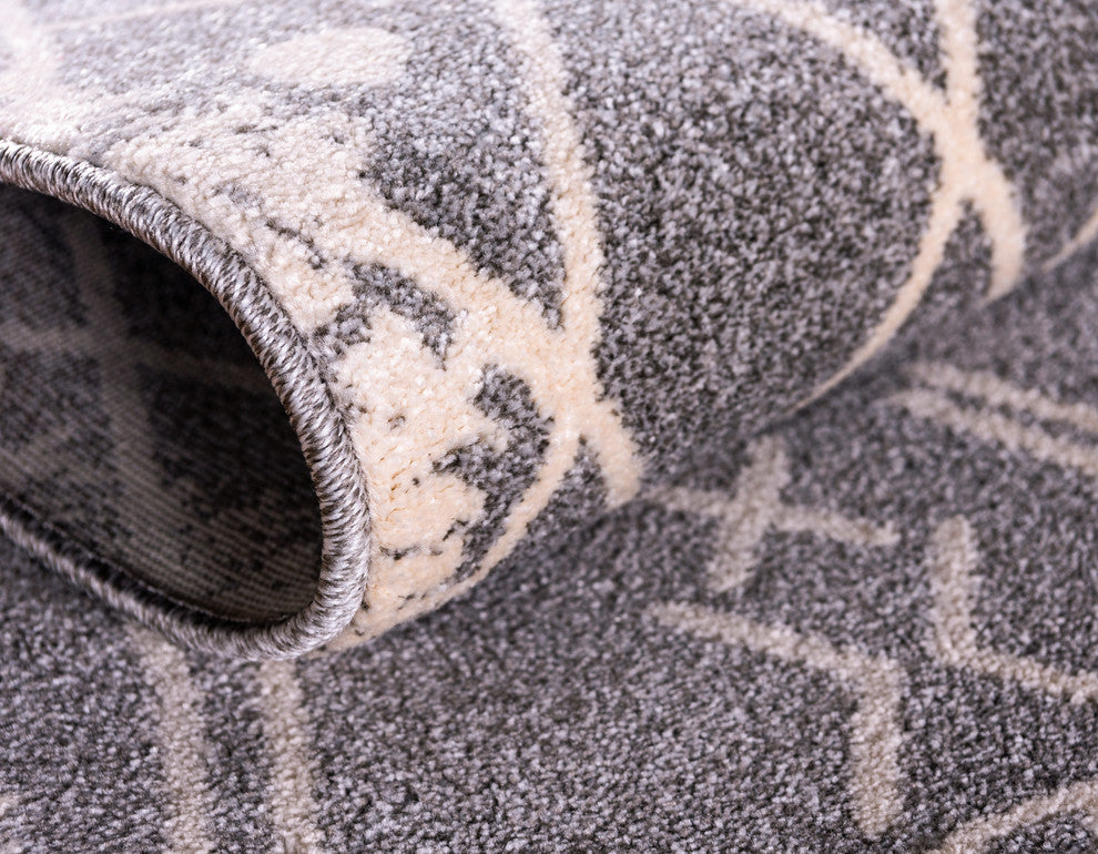 Unique Loom Gray Tribal Morocco Rug, 3'3" Round