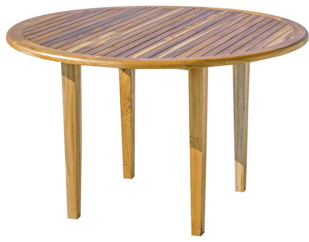 48" Natural Rounded Solid Wood Outdoor Dining Table