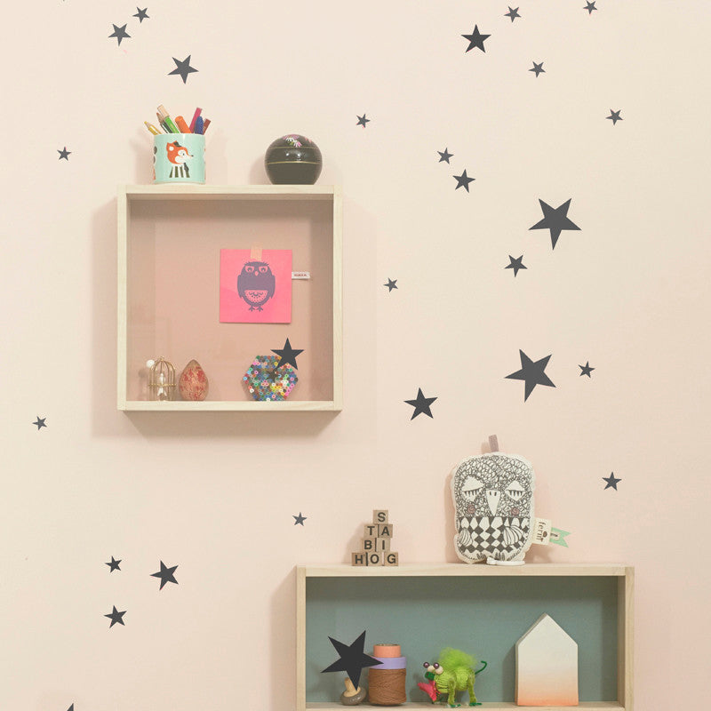 Kidswallsticker Mini Stars Black, 49 Stars On The Sheet