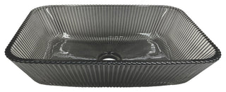 CastelloUSA Charlie 18" Tempered Glass Crystal Rectangular Bathroom Sink, Light Black