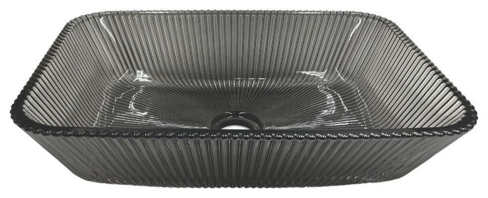 CastelloUSA Charlie 18" Tempered Glass Crystal Rectangular Bathroom Sink, Light Black