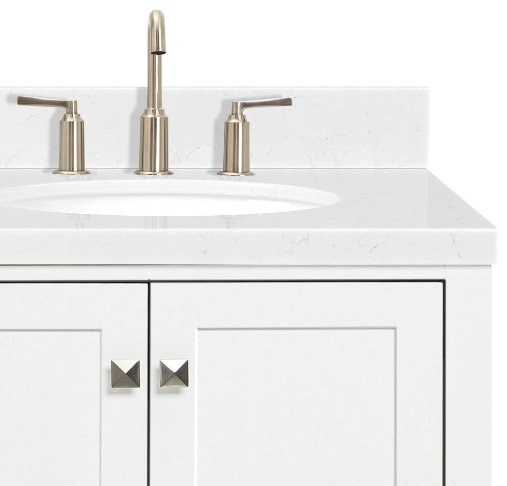 Ariel Cambridge 42" Right Offset Single Oval Sink Vanity, Carrara Quartz