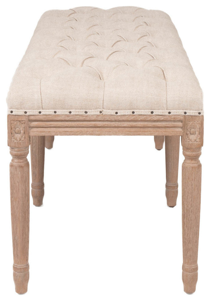 Upholstered Tufted Bench, Bisque
