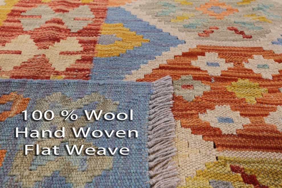 Reversible Kilim Flat Weave Rug 6' 6" X 9' 10" Q8291