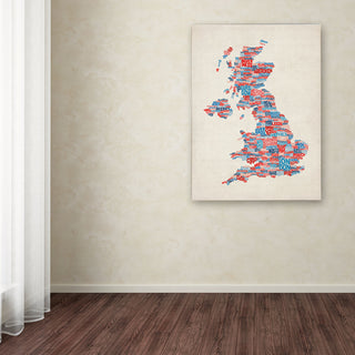 'UK Cities Text Map 2' Canvas Art by Michael Tompsett