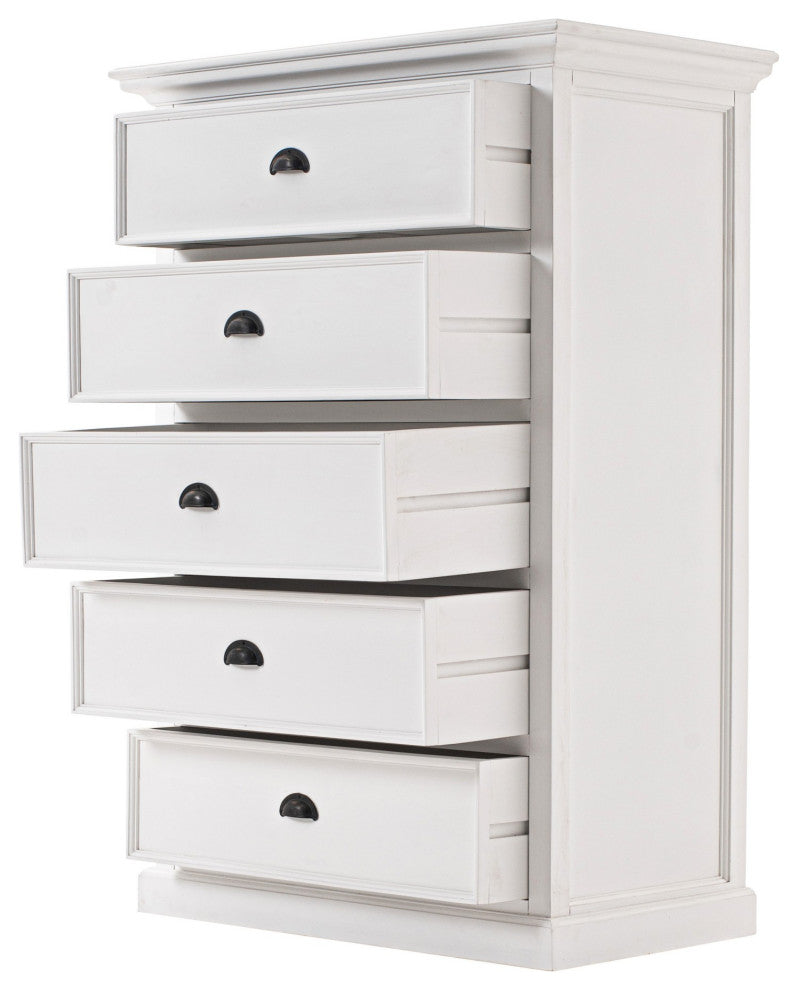 Classic White Five Drawer Dresser