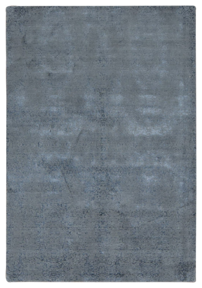 Ash Gray Muted Tone on Tone Wool and Silk Hand Loomed Oriental Rug 6'x9'
