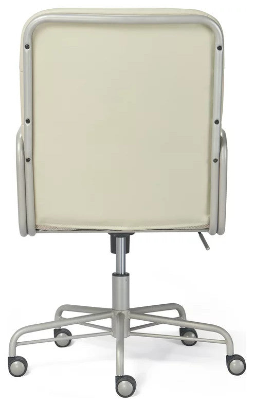 Office Chair, Metal Frame With Caster Wheels & Adjustable Height, Ivory White