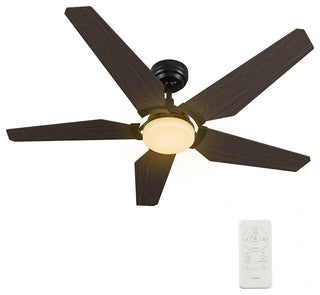CARRO Smart Voice Control Ceiling Fan with Dimmable LED Light and Remote, Walnut, 52" Downrod