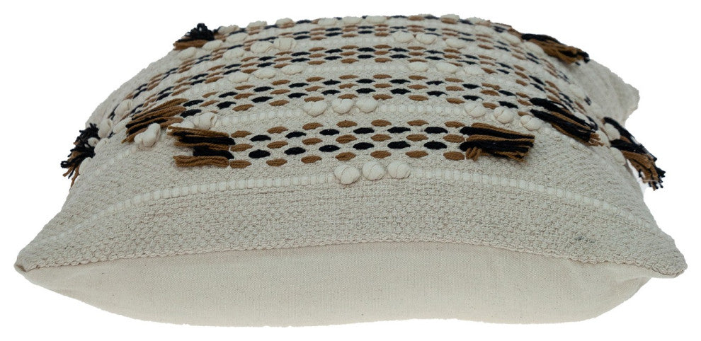 Creamy Beige Textured Throw Pillow
