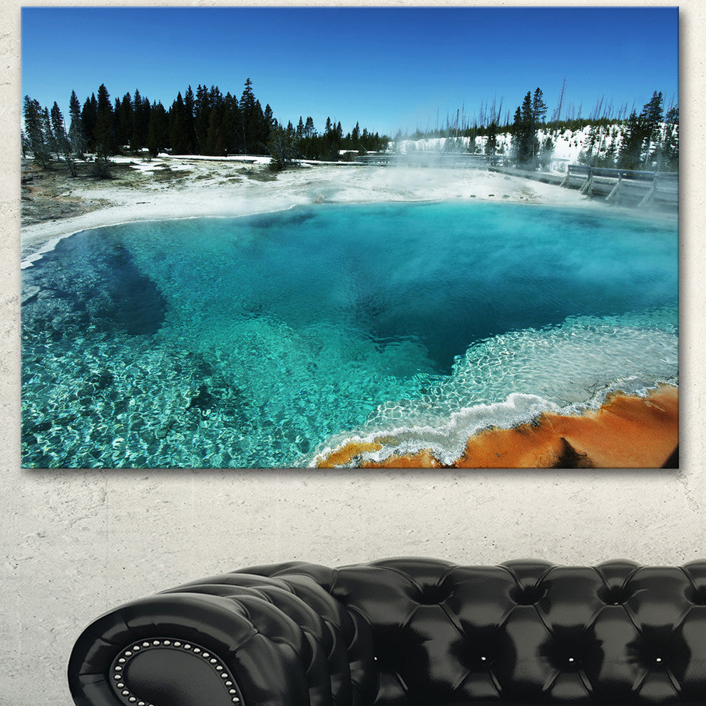 Fantastic Blue Yellowstone Lake, Landscape Wall Art on Canvas, 40"x30"