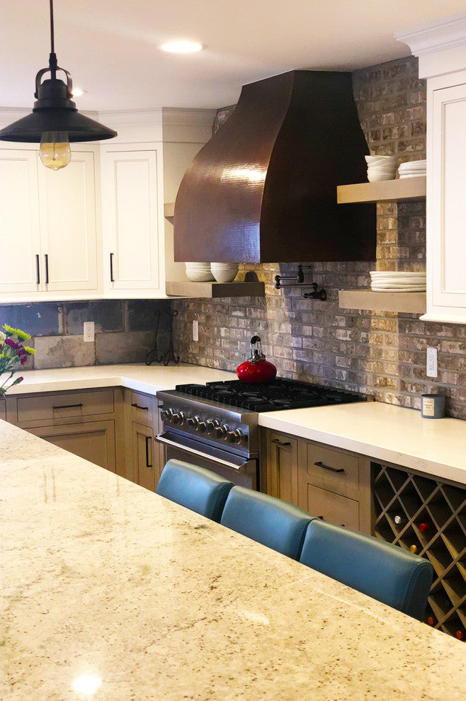36" 1250 CFM Hammered Copper Wall Mount Campana Range Hood, Slim Baffle Filters