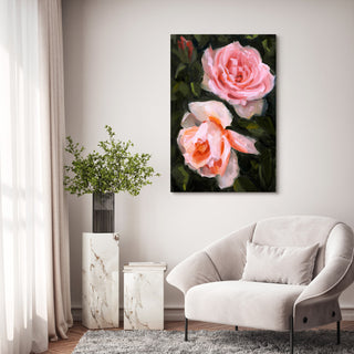 "Ethereal Roses" Frameless Reverse Printed Tempered Art Glass Wall Art, Tmp-210784-4832