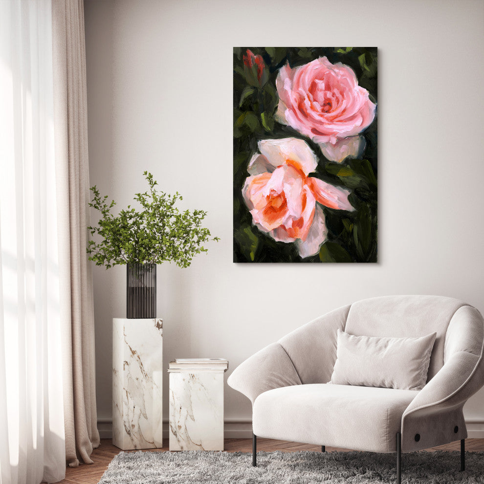 "Ethereal Roses" Frameless Reverse Printed Tempered Art Glass Wall Art, Tmp-210784-4832