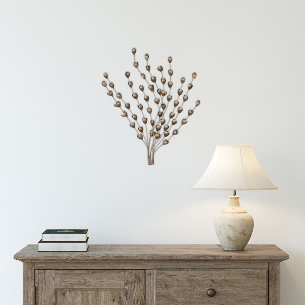 Gold Metal Leaf Bunch Wall D"cor