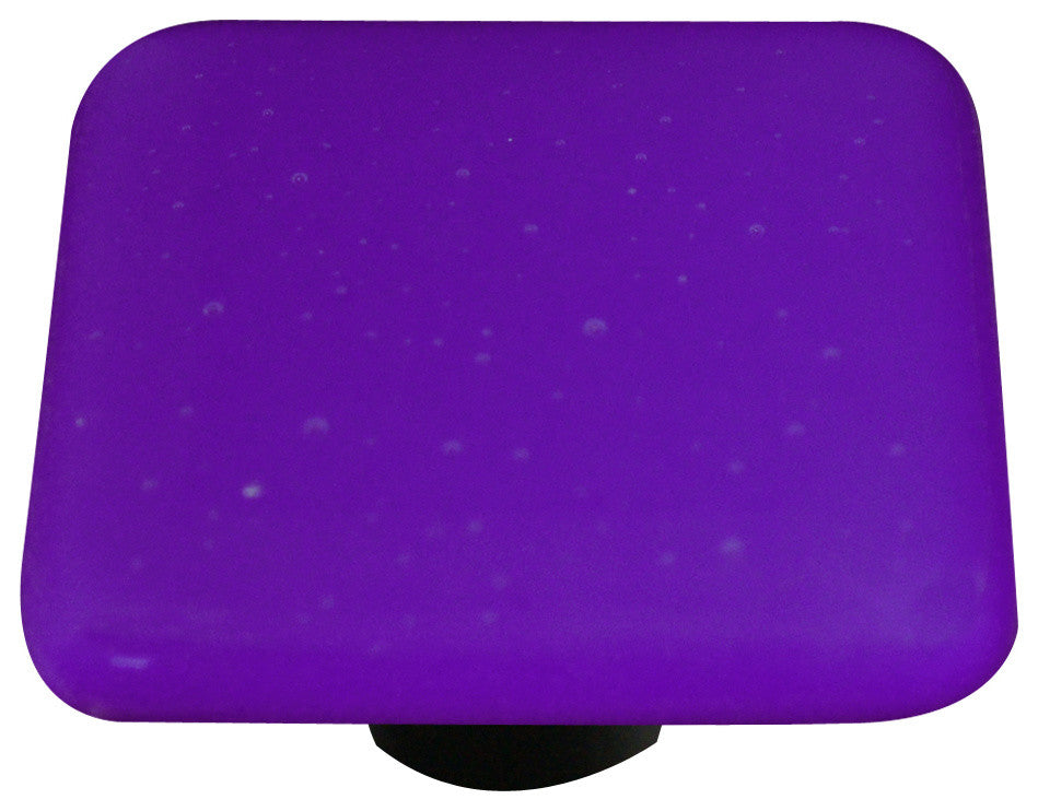 Art Glass Square Opaline Knob, Black Post, Opaline, Cobalt Blue
