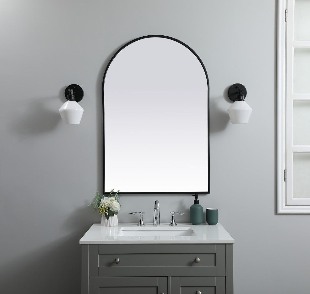 Metal Frame Arch Mirror 27X40 Inch, Black