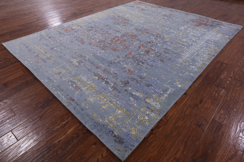 7' 9" X 10' 2" Persian Wool and Silk Handmade Rug Q7092