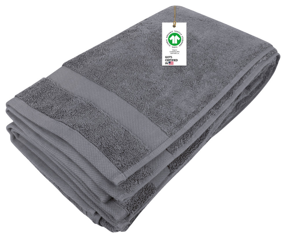 Delara 100% Organic Cotton 650 GSM Feather Touch Quick Dry Bath Sheet 36"X70", Sharkskin Grey