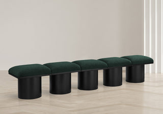 Pavilion Boucle Fabric Upholstered 5-Piece Modular Bench, Green, Black Finish