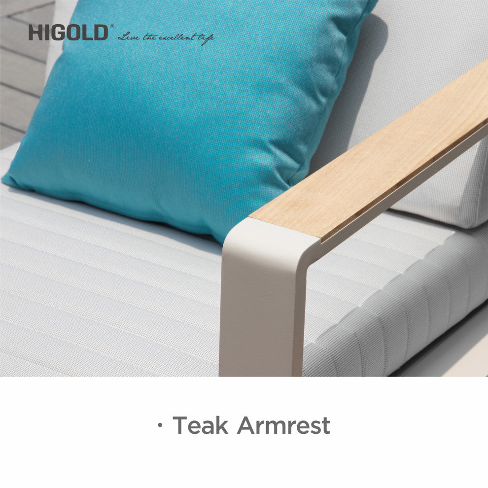 HIGOLD 6801 Nofi  4 Pieces Teak Outdoor Conversation Set with Blue Pillow , Alu