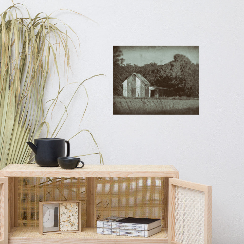 Patriotic Barn in Field Landscape Photo Unframed Wall Art Print, 16" X 20"