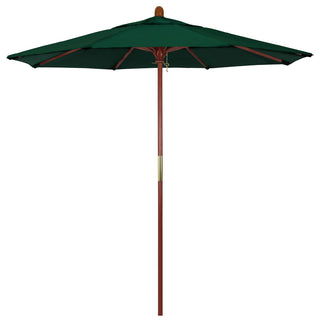 7.5' Square Push Lift Wood Umbrella, Hunter Green Olefin