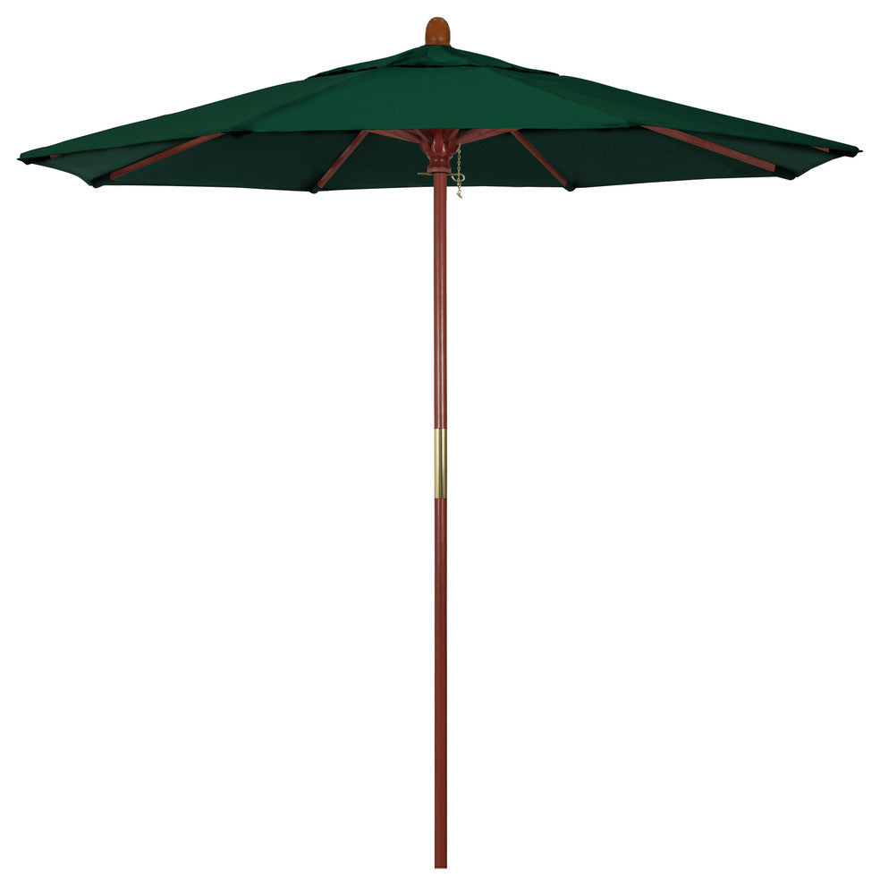 7.5' Square Push Lift Wood Umbrella, Hunter Green Olefin
