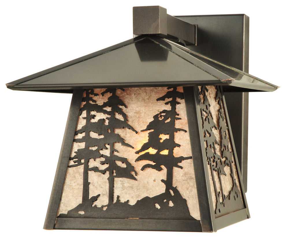 8W Stillwater Tall Pine Trees Solid Mount Wall Sconce