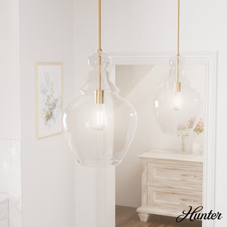 Hunter Maple Park Alturas Gold With Clear Glass 1 Light Pendant Light Fixture