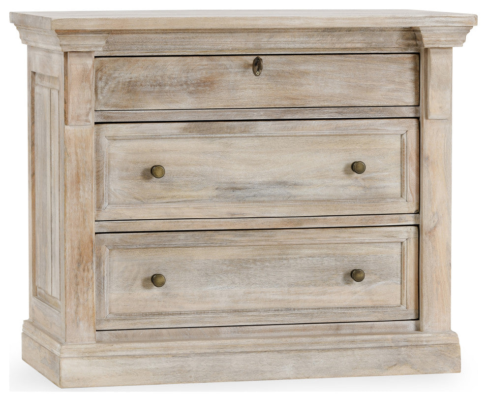Adelaide Three-Door Mango Wood Nightstand, Whitewash
