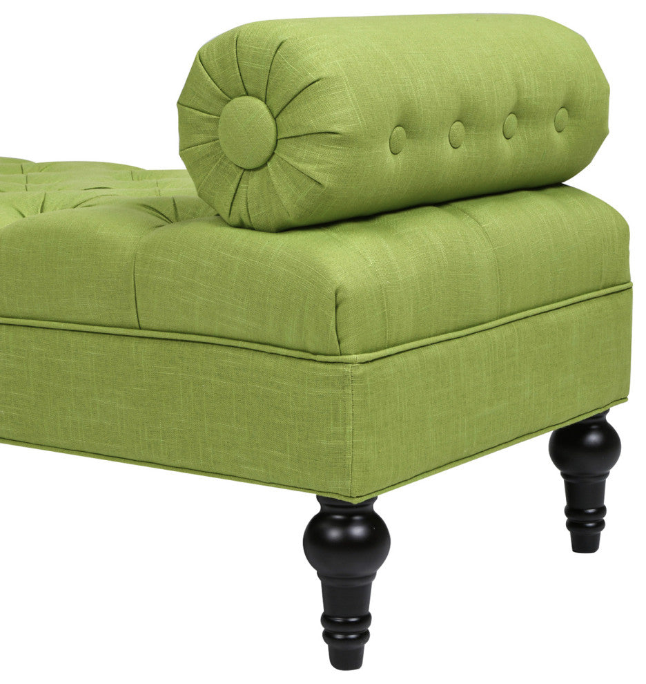 Lewis 60" Tufted Bolster Arm Entryway Bench, Bright Chartreuse Linen