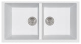 ELEGANCE 34" Undermount Double-Bowl Granite Sink in Milk White