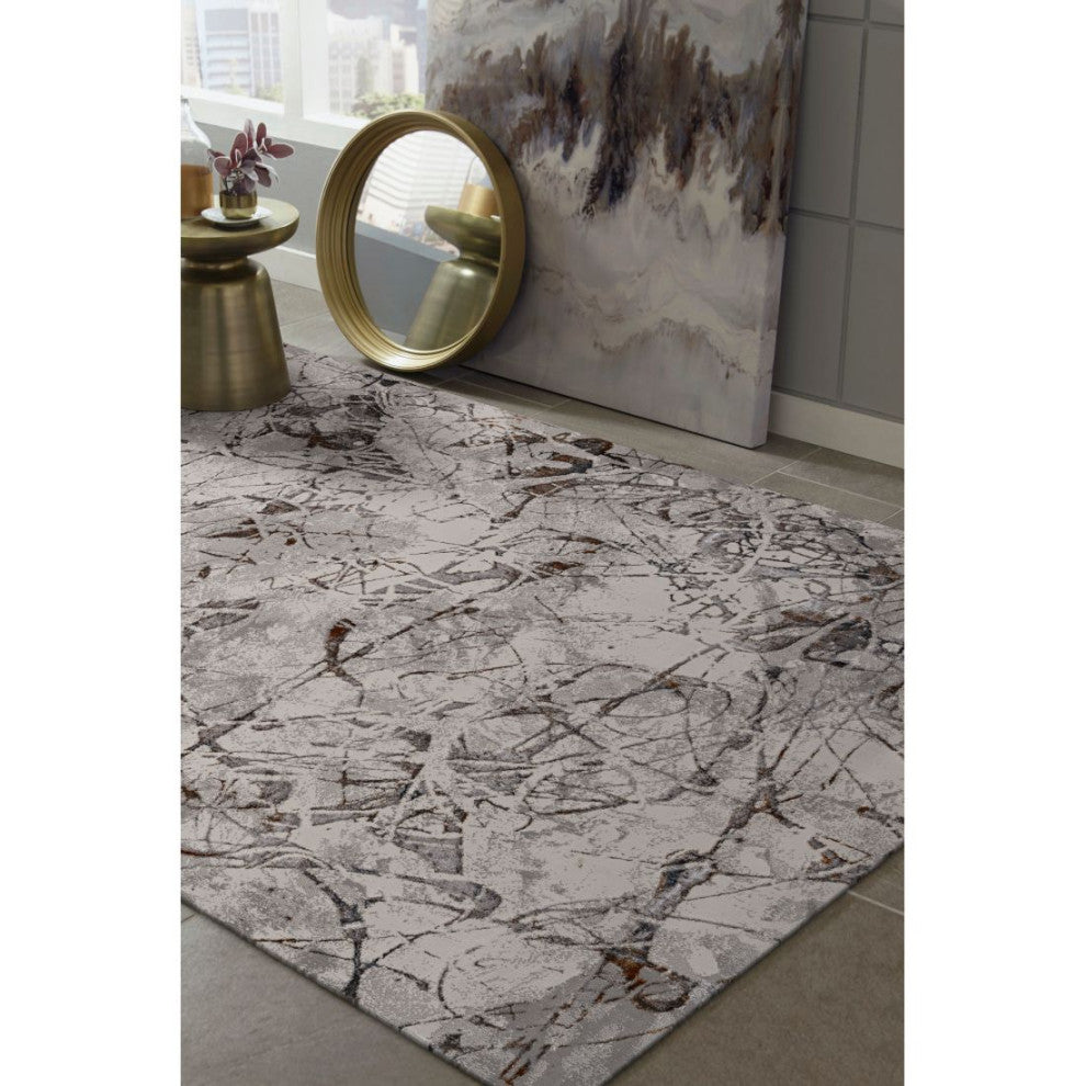 KAS Inspire 7502 Ivory/Gray Escape Area Rug, 9'10"x13'2"