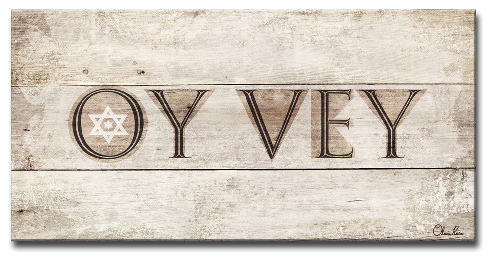 Ready2HangArt Inspirational 'Oy Vey' Wrapped Canvas Wall Art