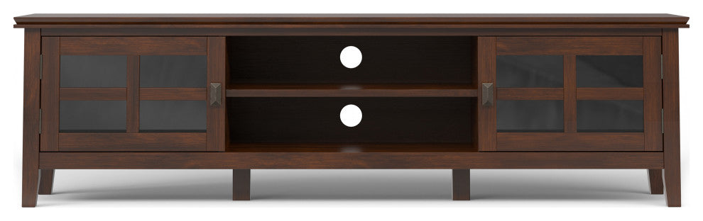 Artisan Solid Wood 72" Low TV Media Stand For TVs up to 80", Russet Brown
