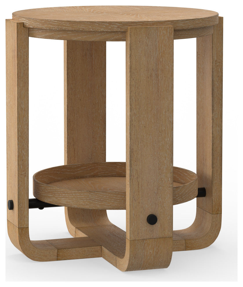 Round End Table With Shelf