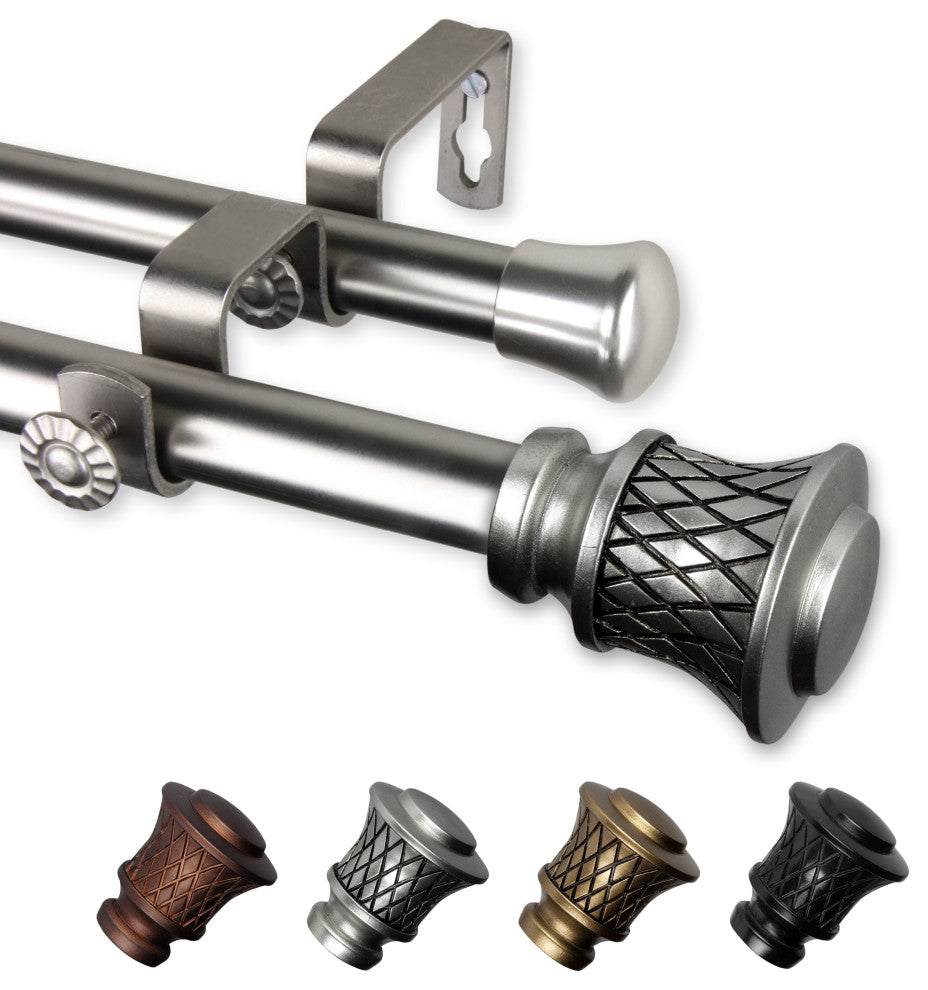 Verena 13/16" Double Curtain Rod Satin Nickel