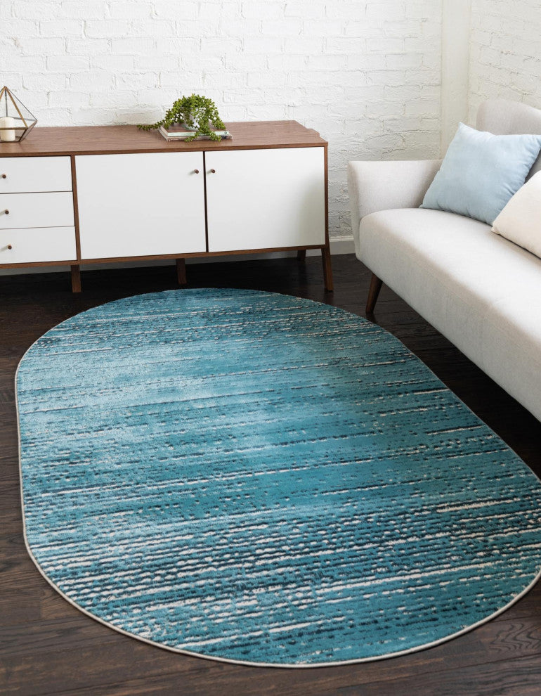 Unique Loom Oasis Calm Area Rug, Blue, 8'' 0 X 10'' 0 Oval