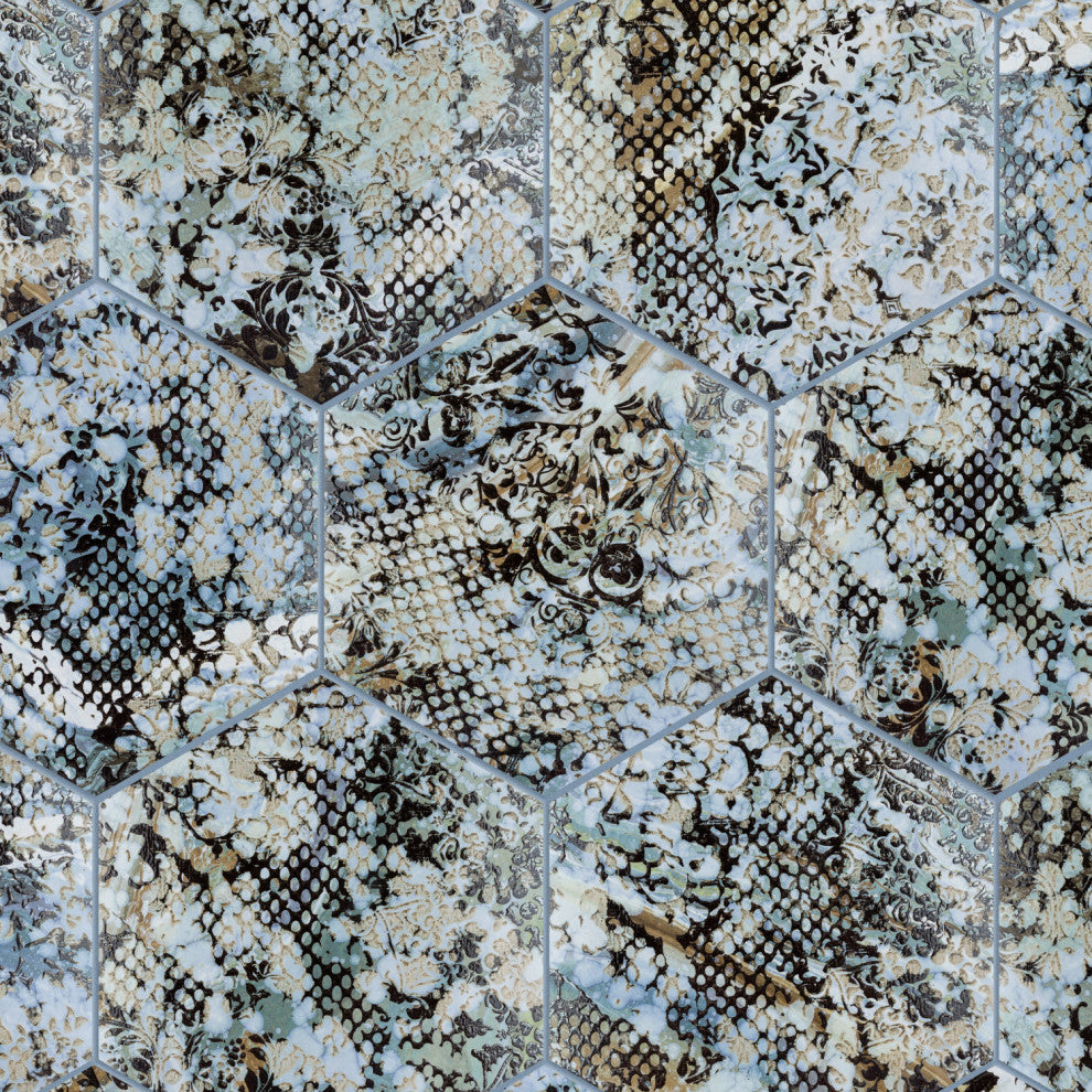 Inedita Hex Blue Porcelain Floor and Wall Tile