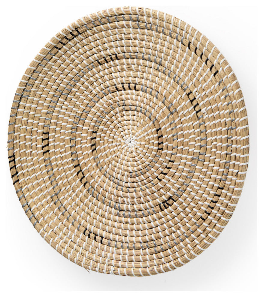 Avel Light Brown Seagrass With Dark Brown String Round Wall Hanging Plate