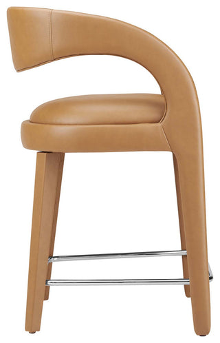 Pinnacle Vegan Leather Counter StoolSet of 2, Tan Silver