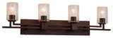 Fusion Aero Bath Bar, 4-Light, LED, Cylinder Seeded Shade