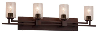 Fusion Aero Bath Bar, 4-Light, LED, Cylinder Seeded Shade