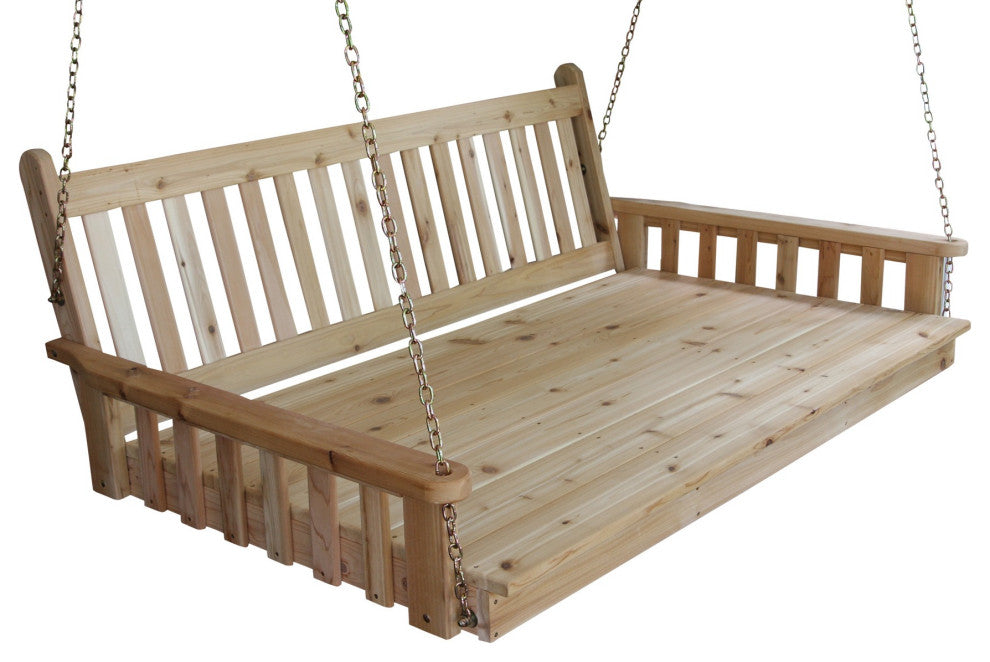 Cedar Traditional English Swingbed, Unfinished, 75 Inch
