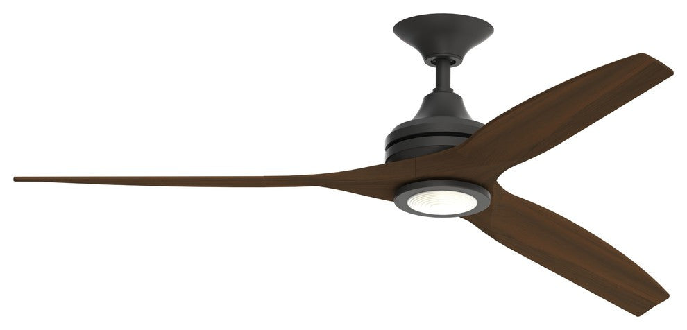 Fanimation Spitfire 64" Fan/LED Light, Black/Whiskey Wood